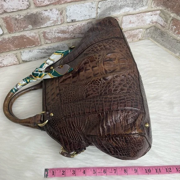 Brahmin Chocolate Brown Crocodile-Embossed Handbag - Picture 11 of 13